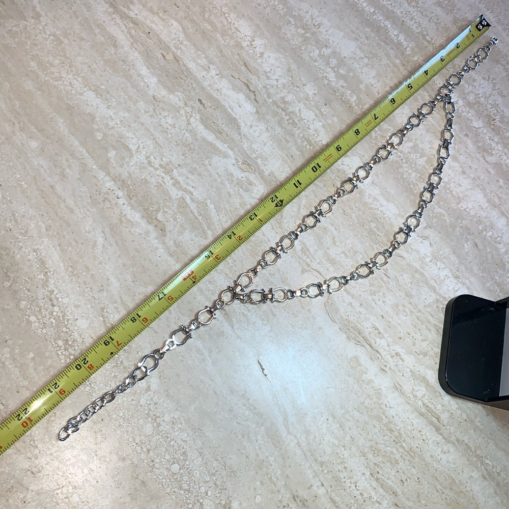 DOUBLE STRAND HEAVY CHAIN silver-toned necklace, sophisticated & on- trend! EUC - Picture 10 of 12